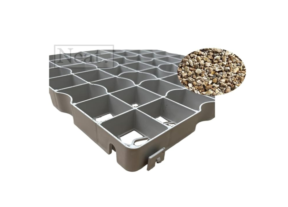 FXDM Gravel Grid Shed Base - Plastic Grid for Driveways, Garden Flooring & Paths - Carports Grass Grid & Garden Path Mat - Lawn, Greenhouse Deck, Turf Shed Base Path Base Mat, 12 Grids = 3m², White