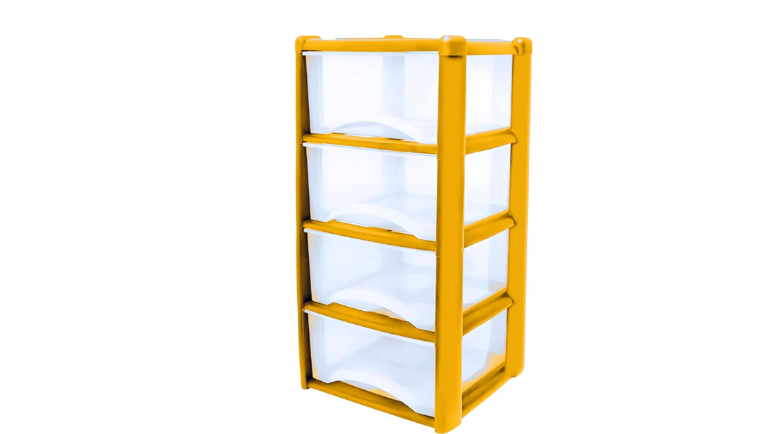 Plastic Drawers Storage Unit Tower Yellow