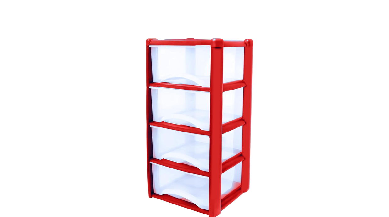 Plastic Drawers Storage Unit Tower Red