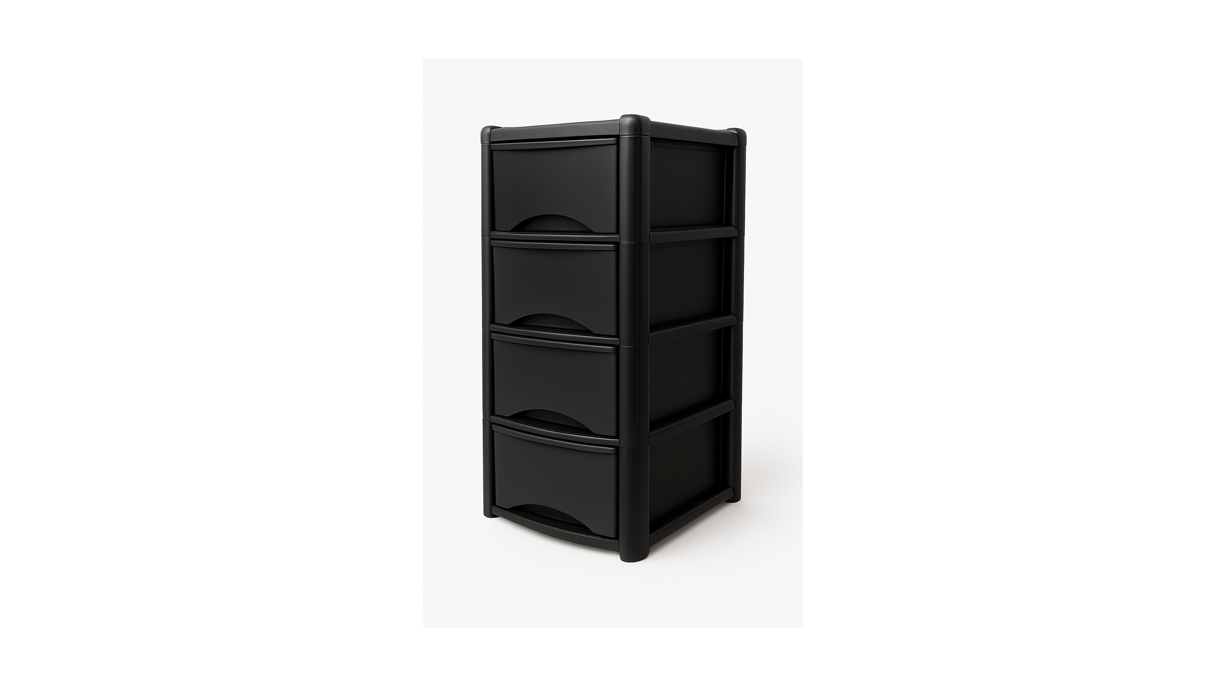 Drawer Storage Unit 4 drawers (Black Drawers with Black Frame)