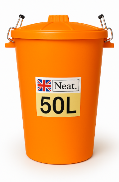 Garden Bin  – Heavy Duty Plastic Dustbin with Clip Lock Lid, Multicoloured