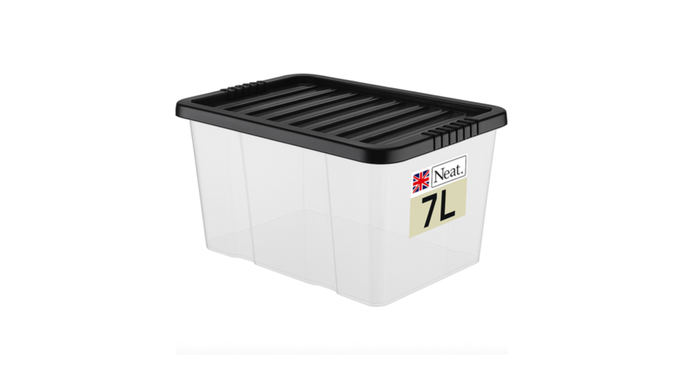 Heavy Duty Storage Box, Clear Base, Black Lid Pack of 2