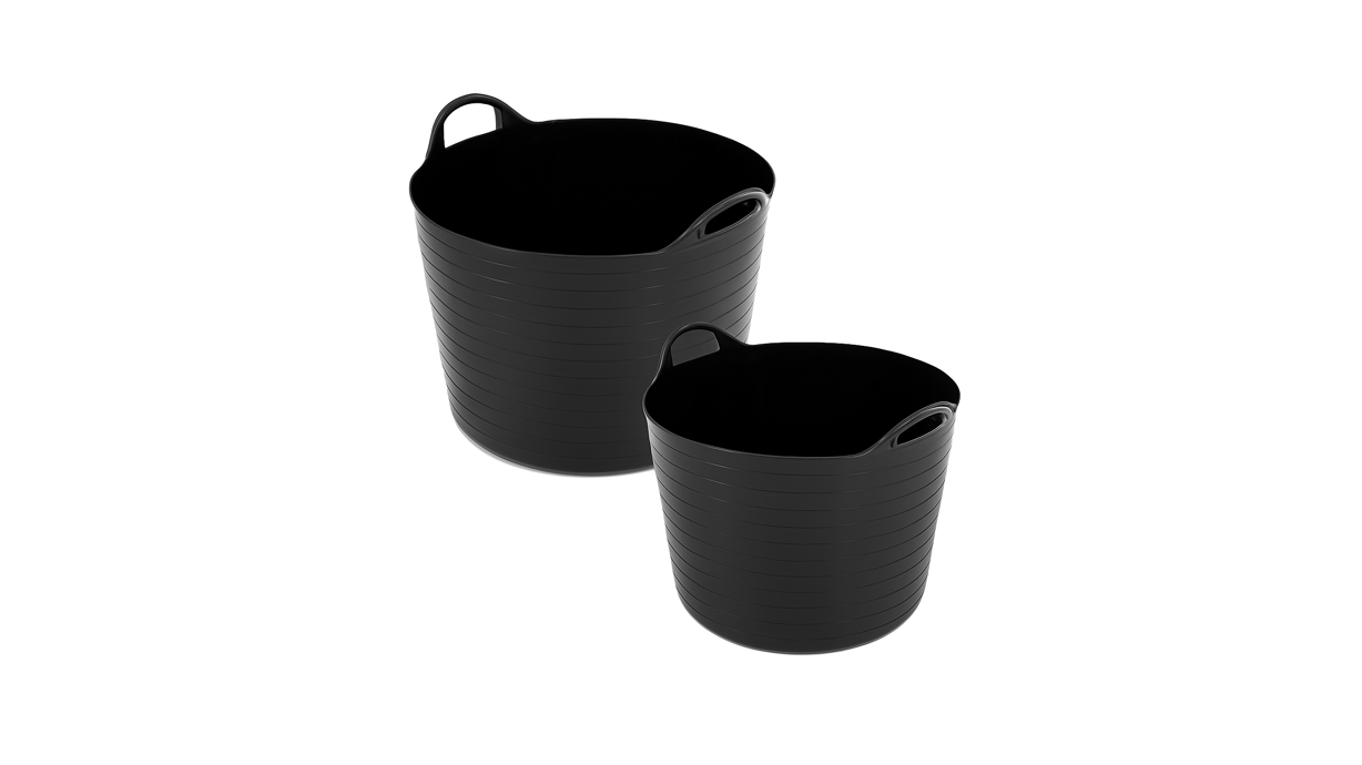 40 Litres Flexible Plastic Storage Bucket Tubs Black Rubble Container Strong