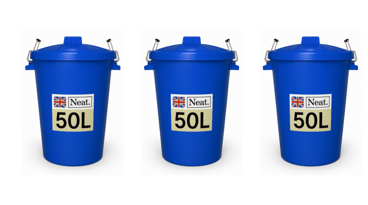 Garden Bin  – Heavy Duty Plastic Dustbin with Clip Lock Lid, Multicoloured