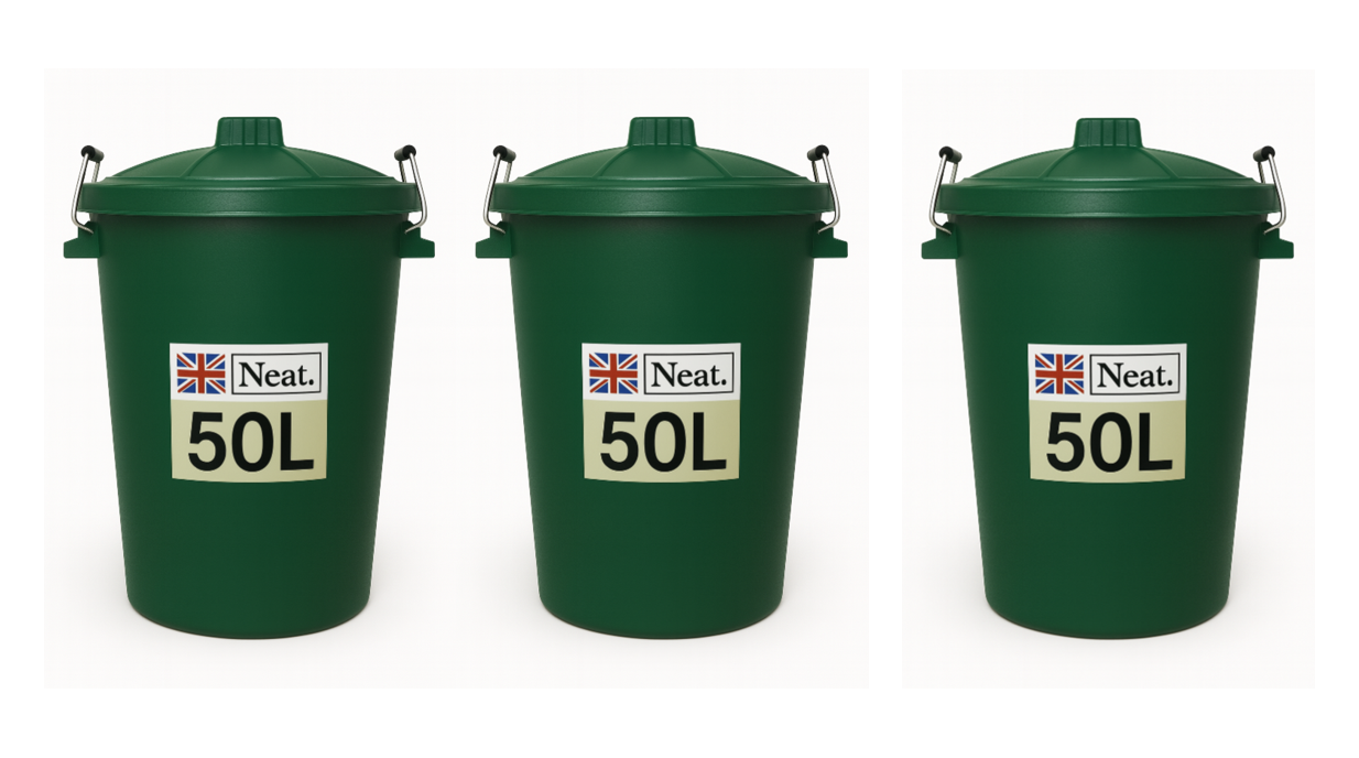 Garden Bin  – Heavy Duty Plastic Dustbin with Clip Lock Lid, Multicoloured