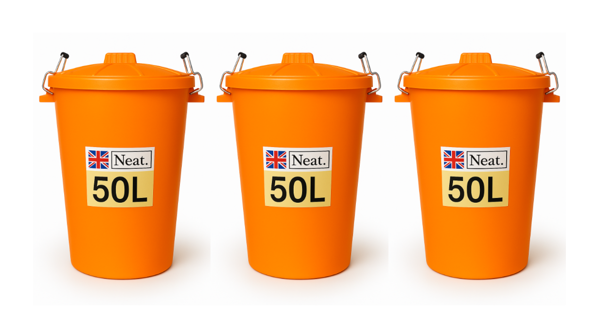 Garden Bin  – Heavy Duty Plastic Dustbin with Clip Lock Lid, Multicoloured