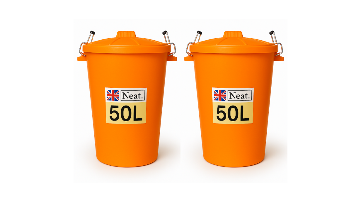 Garden Bin  – Heavy Duty Plastic Dustbin with Clip Lock Lid, Multicoloured