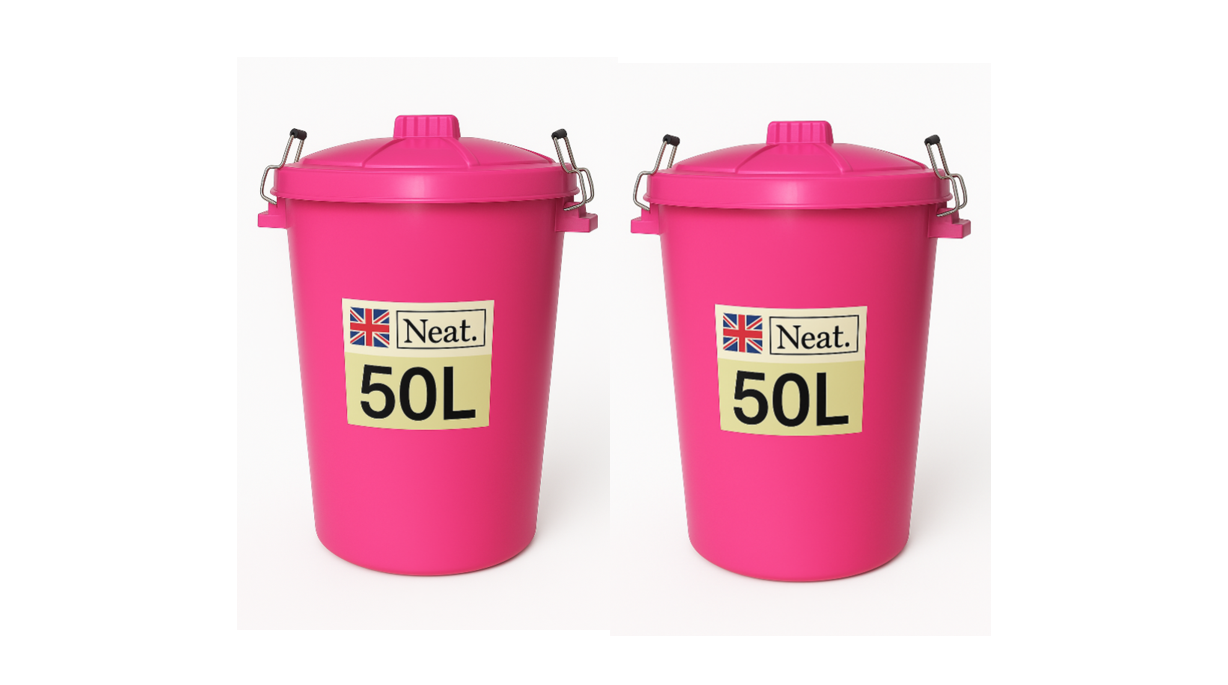 Garden Bin  – Heavy Duty Plastic Dustbin with Clip Lock Lid, Multicoloured