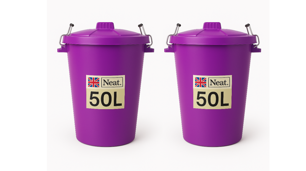 Garden Bin  – Heavy Duty Plastic Dustbin with Clip Lock Lid, Multicoloured