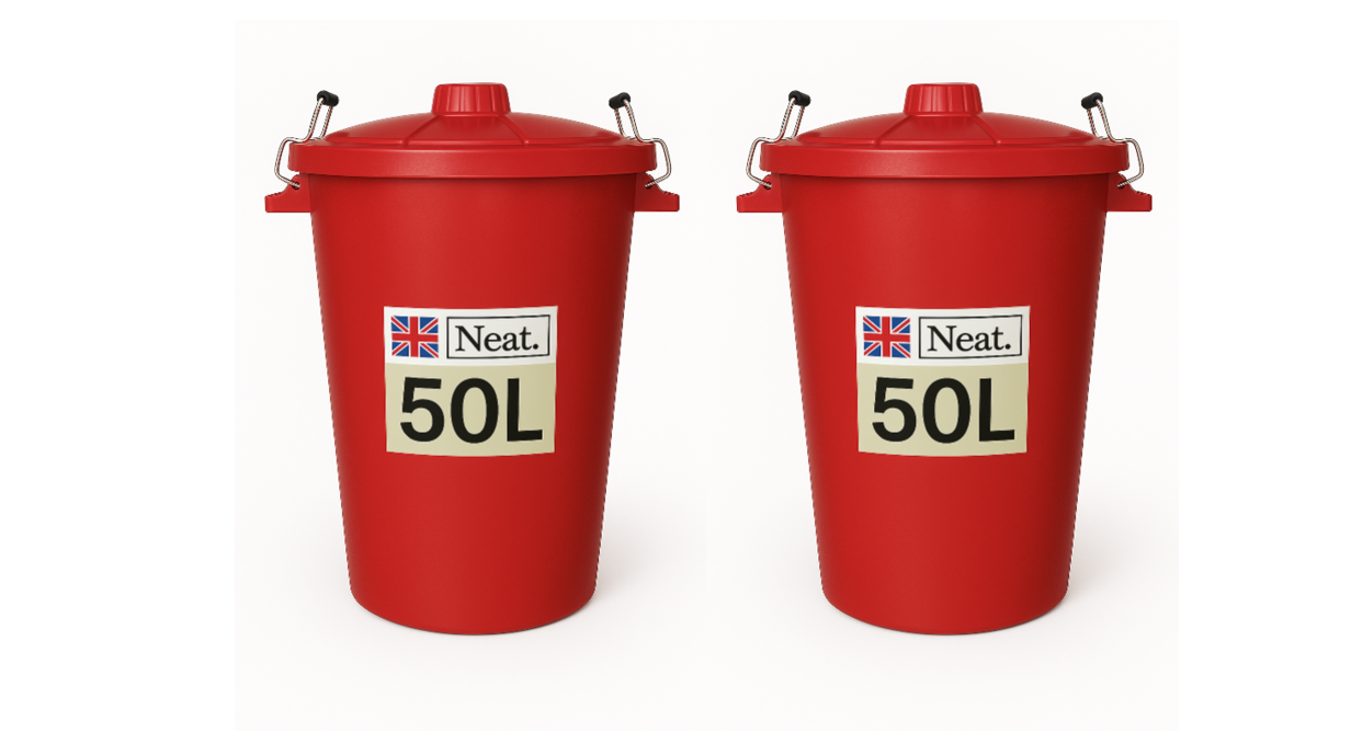 Garden Bin  – Heavy Duty Plastic Dustbin with Clip Lock Lid, Multicoloured