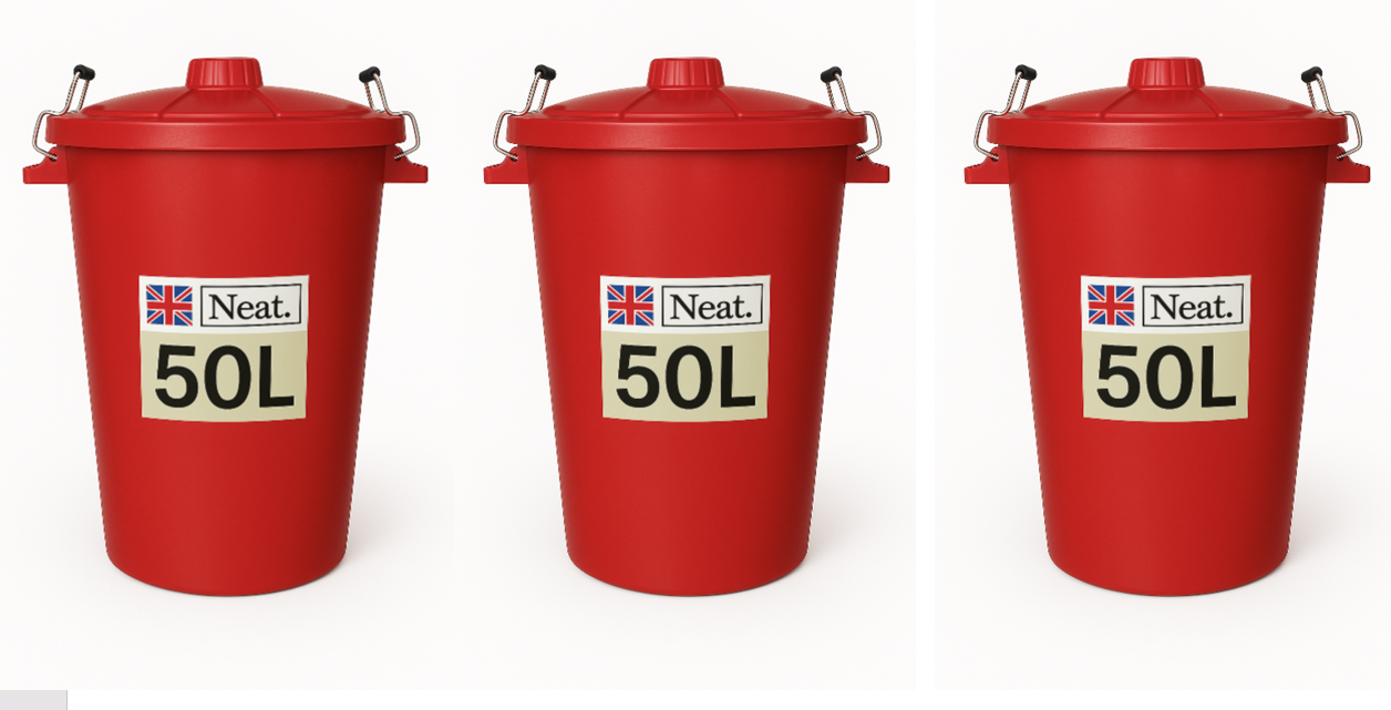 Garden Bin  – Heavy Duty Plastic Dustbin with Clip Lock Lid, Multicoloured