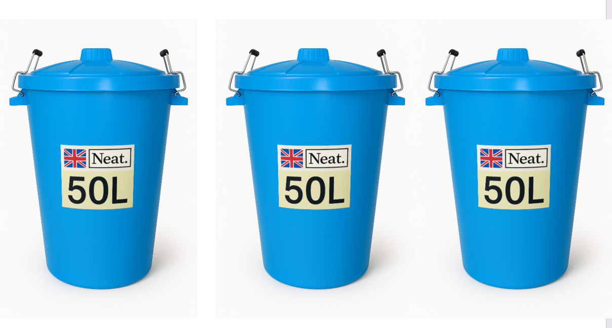 Garden Bin  – Heavy Duty Plastic Dustbin with Clip Lock Lid, Multicoloured