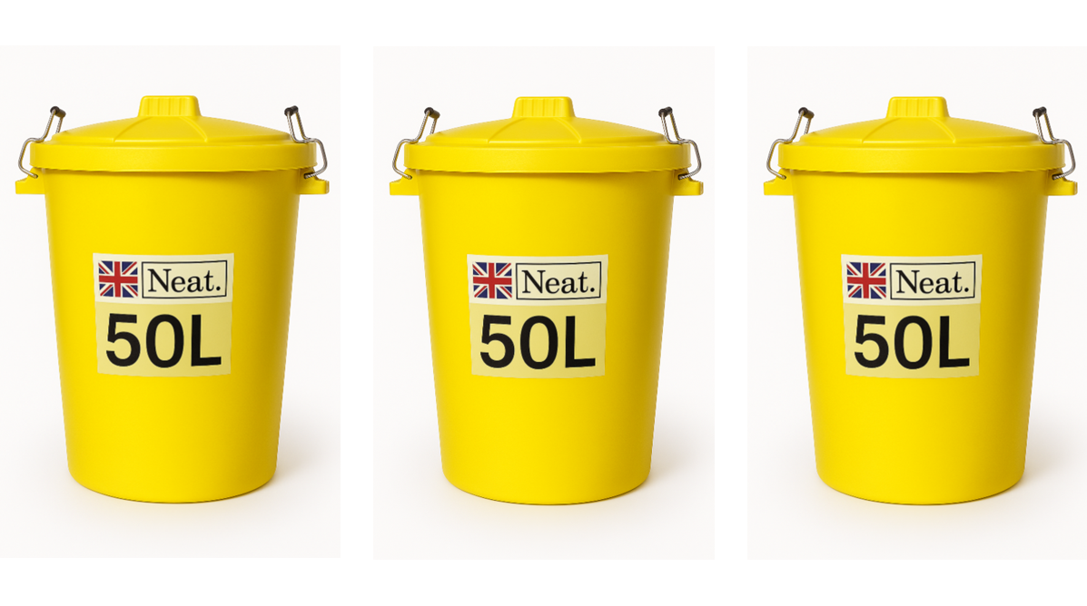 Garden Bin  – Heavy Duty Plastic Dustbin with Clip Lock Lid, Multicoloured