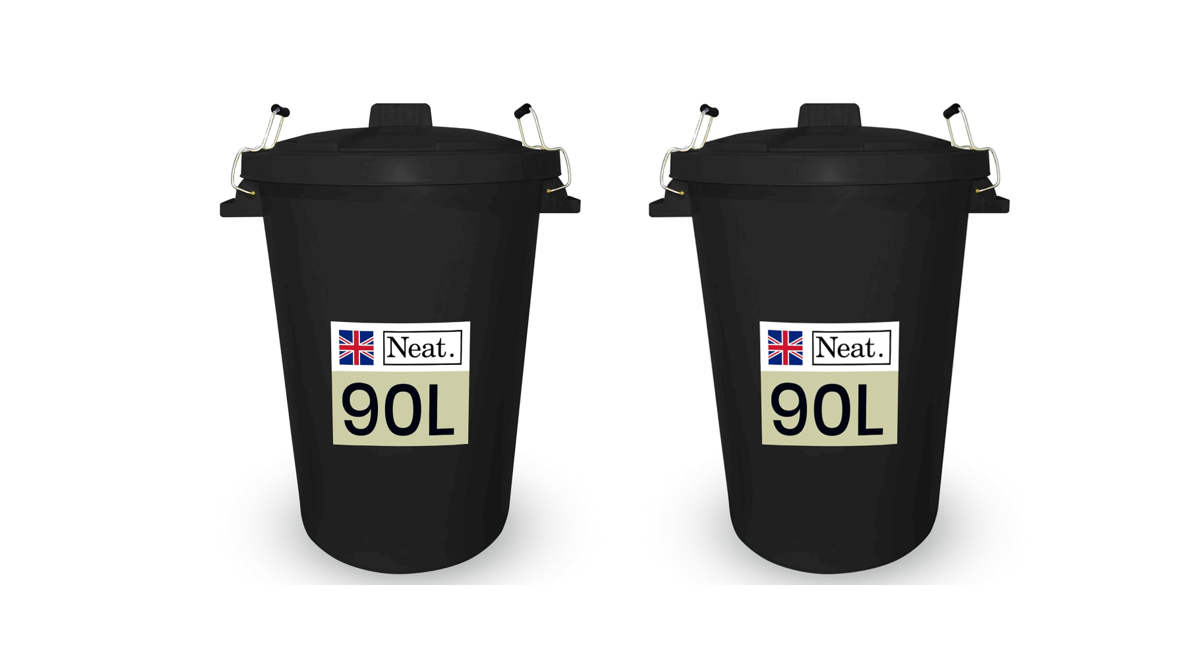 Neat. 90L Bin Coloured Large Plastic Bins, Heavy Duty Kitchen Bin with Metal Handle Dustbin