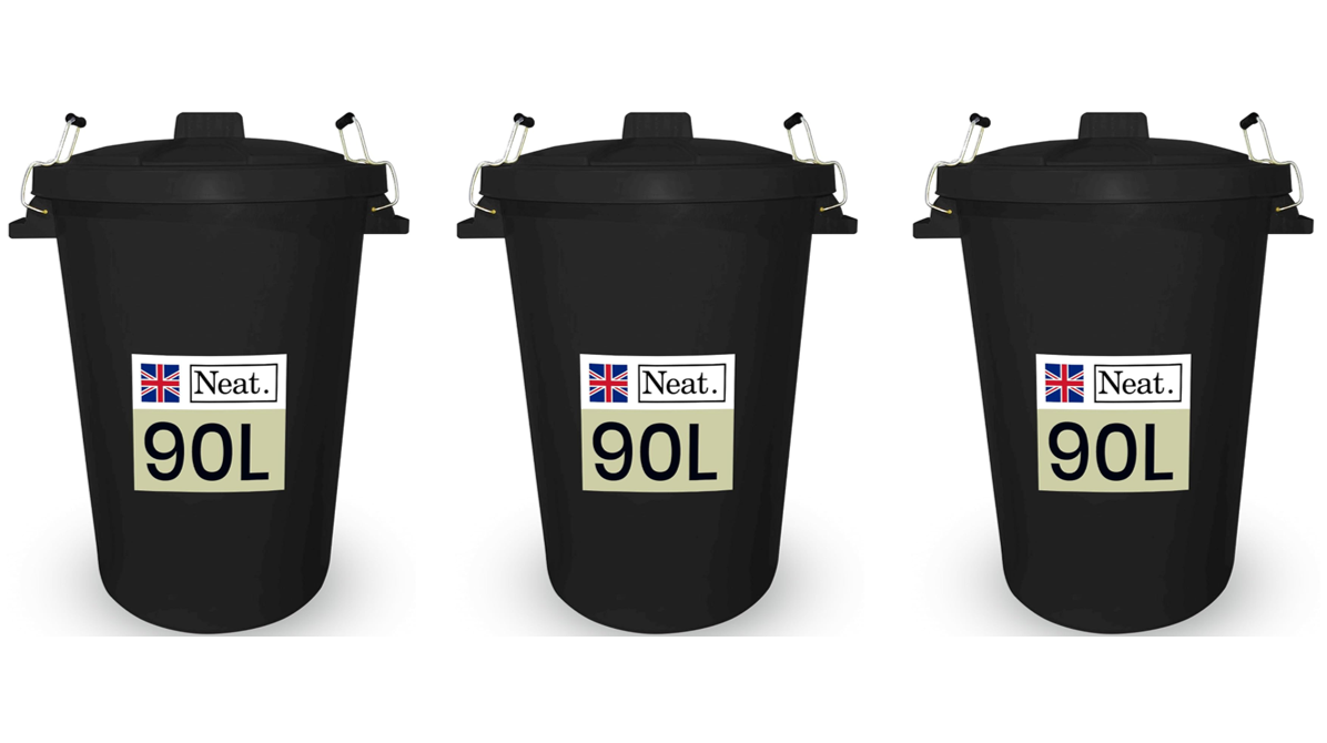 Neat. 90L Bin Coloured Large Plastic Bins, Heavy Duty Kitchen Bin with Metal Handle Dustbin