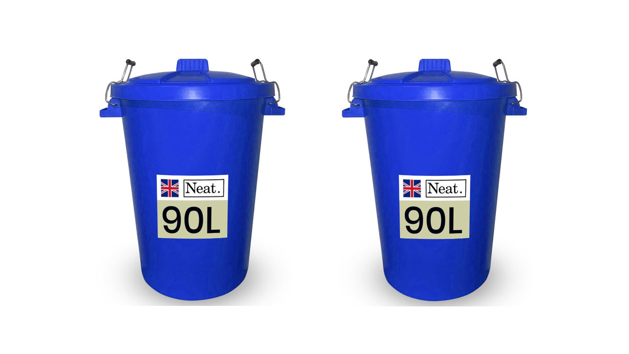 Neat. 90L Bin Coloured Large Plastic Bins, Heavy Duty Kitchen Bin with Metal Handle Dustbin