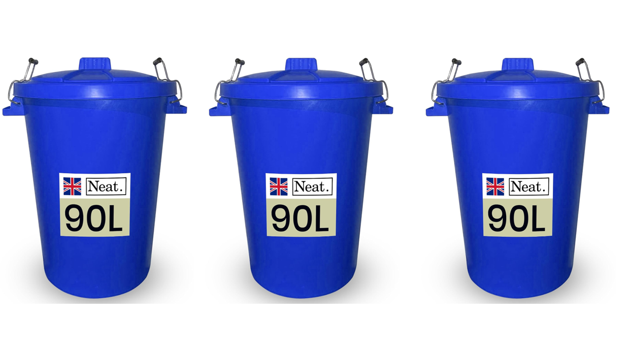 Neat. 90L Bin Coloured Large Plastic Bins, Heavy Duty Kitchen Bin with Metal Handle Dustbin