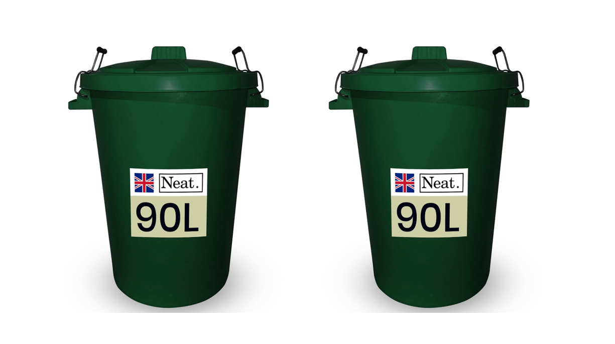 Neat. 90L Bin Coloured Large Plastic Bins, Heavy Duty Kitchen Bin with Metal Handle Dustbin