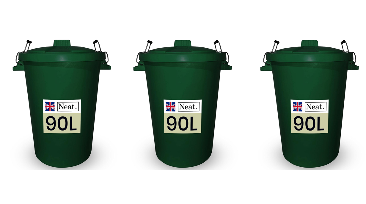 Neat. 90L Bin Coloured Large Plastic Bins, Heavy Duty Kitchen Bin with Metal Handle Dustbin