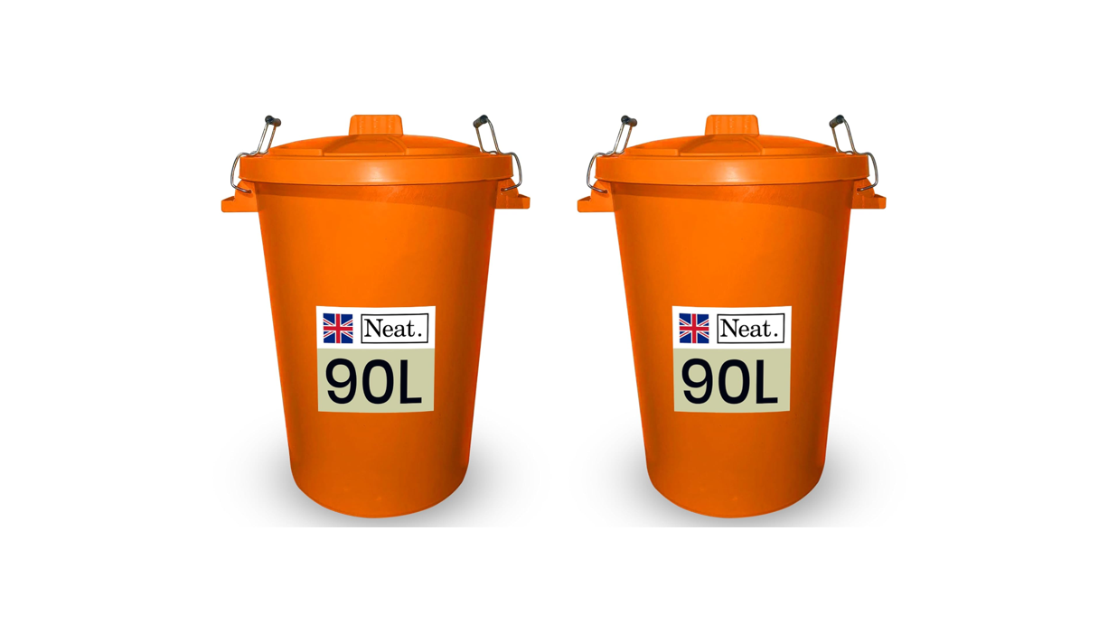 Neat. 90L Bin Coloured Large Plastic Bins, Heavy Duty Kitchen Bin with Metal Handle Dustbin
