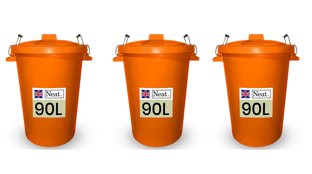 Neat. 90L Bin Coloured Large Plastic Bins, Heavy Duty Kitchen Bin with Metal Handle Dustbin
