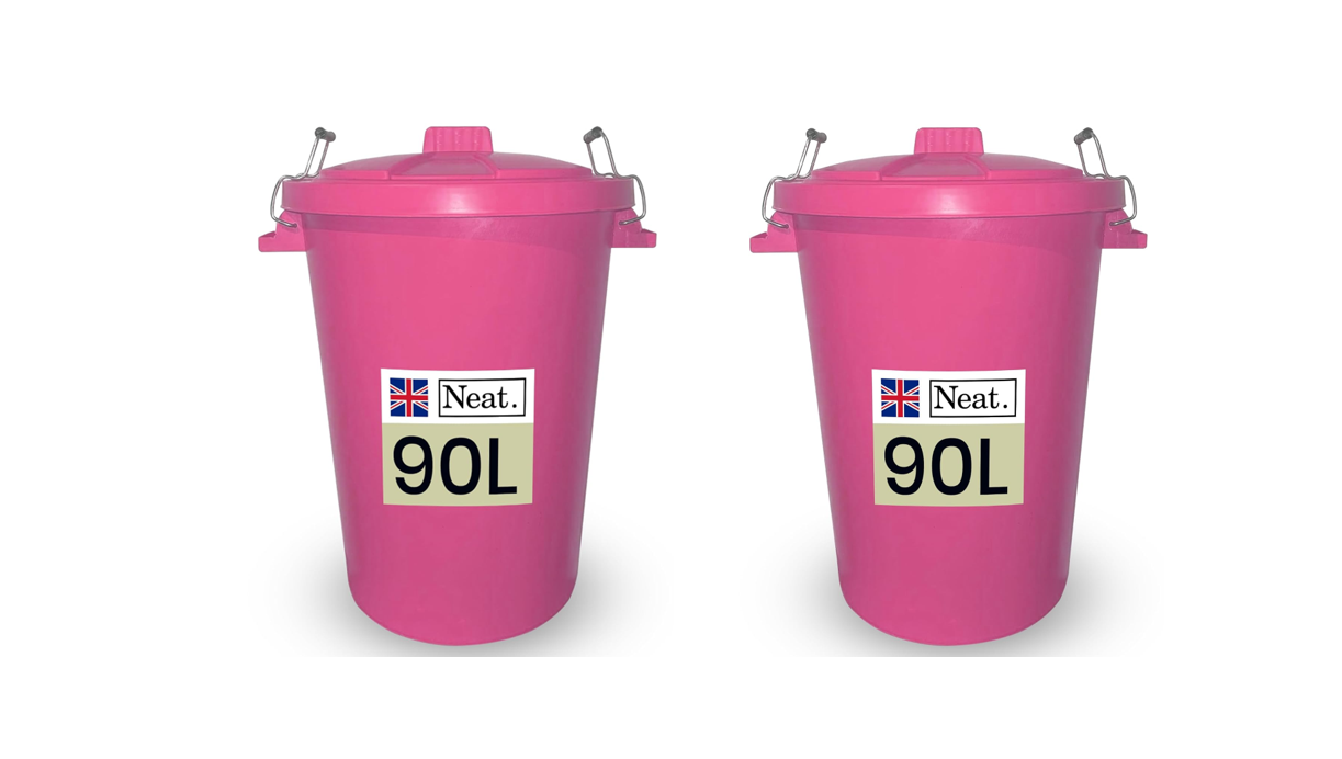 Neat. 90L Bin Coloured Large Plastic Bins, Heavy Duty Kitchen Bin with Metal Handle Dustbin