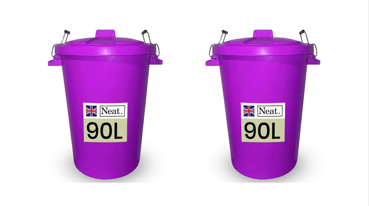 Neat. 90L Bin Coloured Large Plastic Bins, Heavy Duty Kitchen Bin with Metal Handle Dustbin