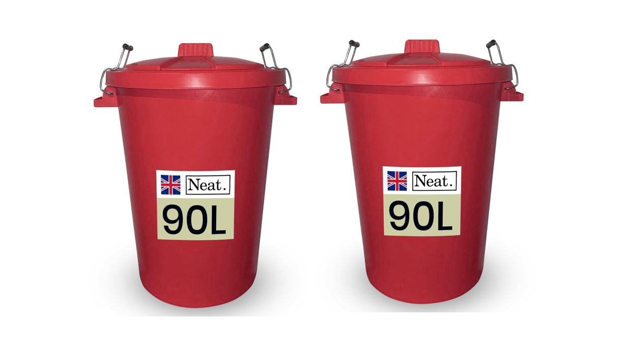 Neat. 90L Bin Coloured Large Plastic Bins, Heavy Duty Kitchen Bin with Metal Handle Dustbin