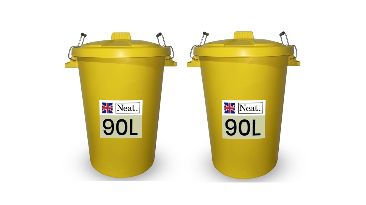Neat. 90L Bin Coloured Large Plastic Bins, Heavy Duty Kitchen Bin with Metal Handle Dustbin