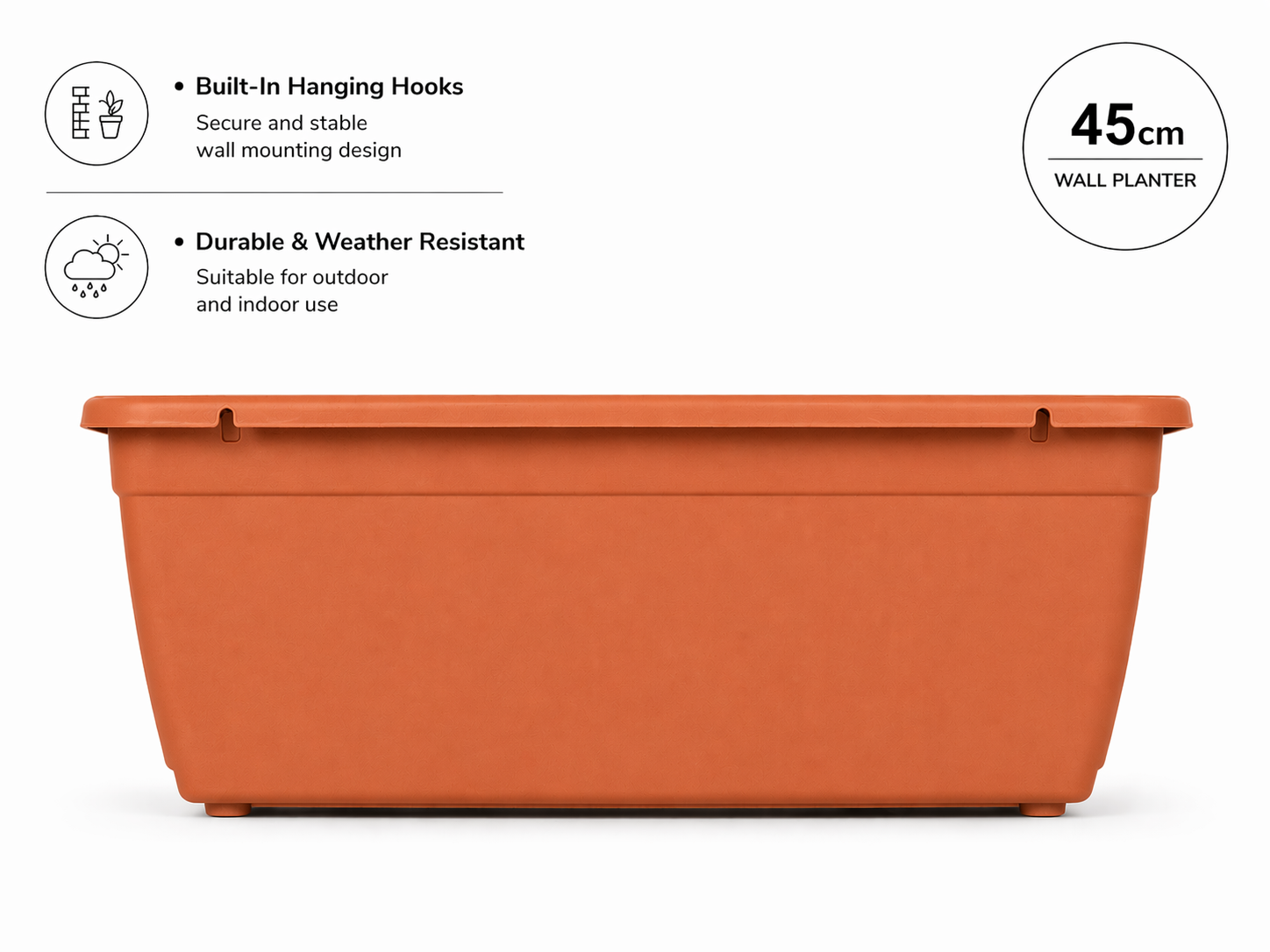 Neat Wall Planter – Plastic Hanging Plant Pot – 45cm Garden Planter – Multiple Colours – Outdoor & Indoor Use