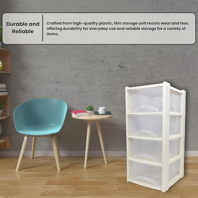 Plastic Drawers Storage Unit Tower Cream