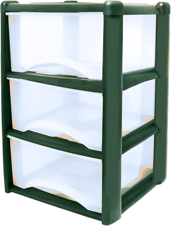 Plastic Drawers Storage Unit Tower Dark Green
