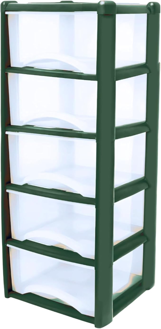 Plastic Drawers Storage Unit Tower Dark Green