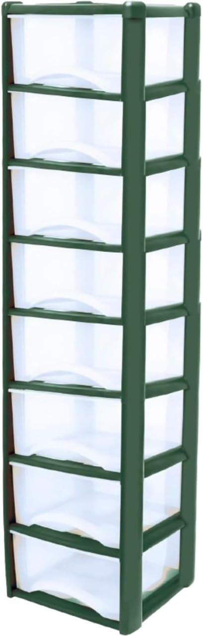 Plastic Drawers Storage Unit Tower Dark Green