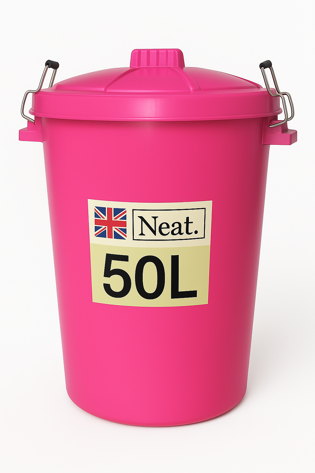 Garden Bin  – Heavy Duty Plastic Dustbin with Clip Lock Lid, Multicoloured