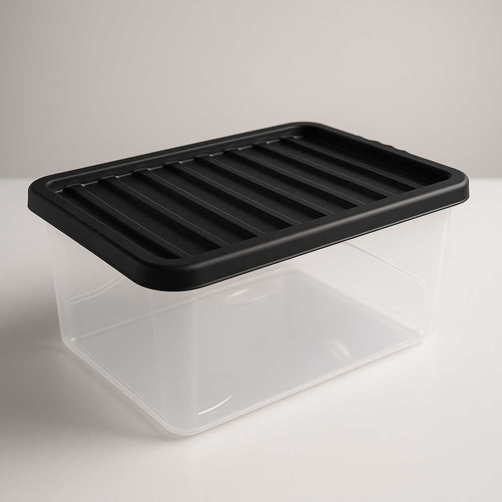 MULTI PACK OF 5 under bed 32 litre storage new (made in uk) CLEAR BASE