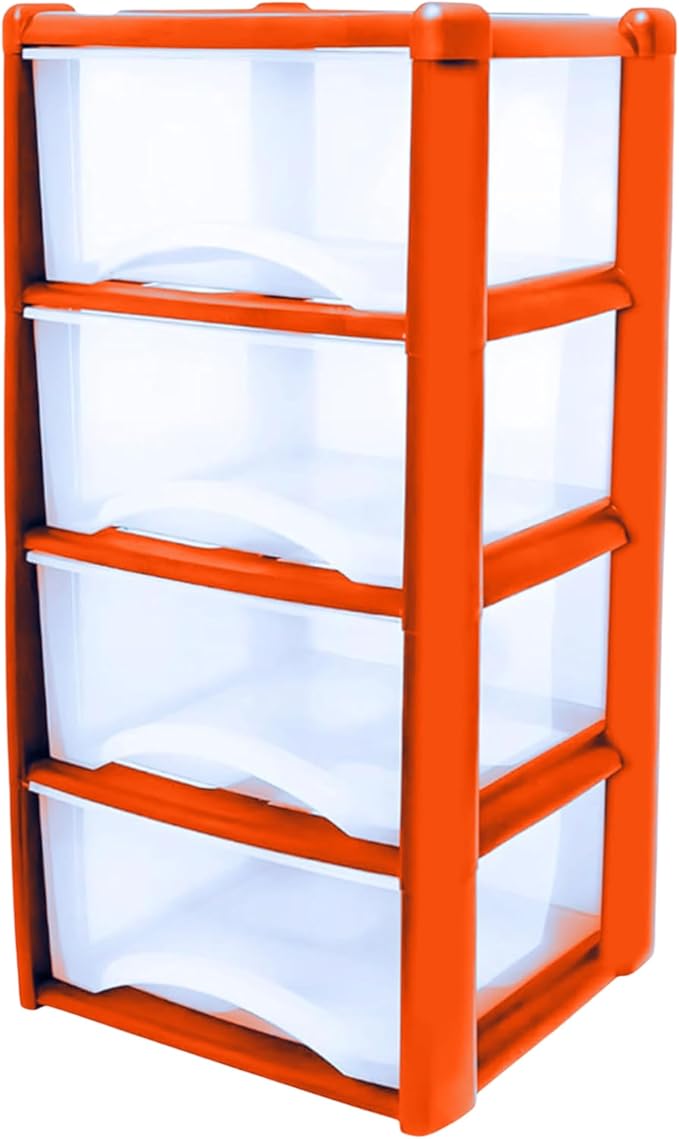 Plastic Drawers Storage Unit Tower Orange
