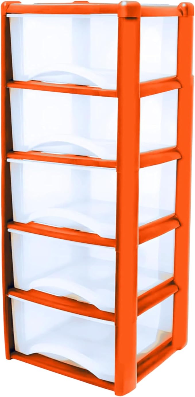 Plastic Drawers Storage Unit Tower Orange