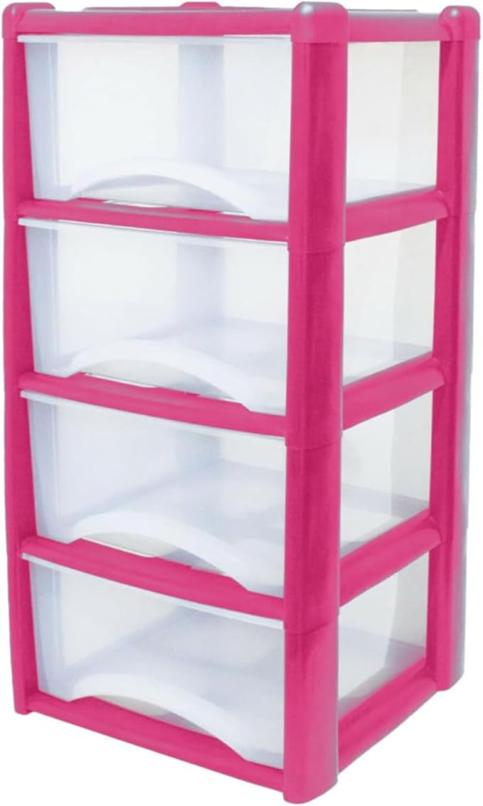 Plastic Drawers Storage Unit Tower Pink