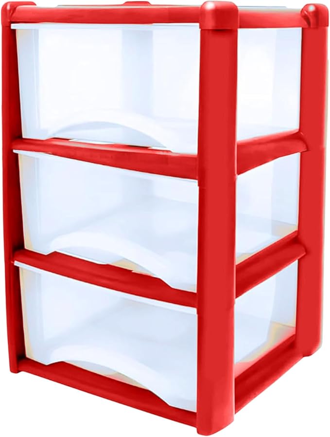 Plastic Drawers Storage Unit Tower Red