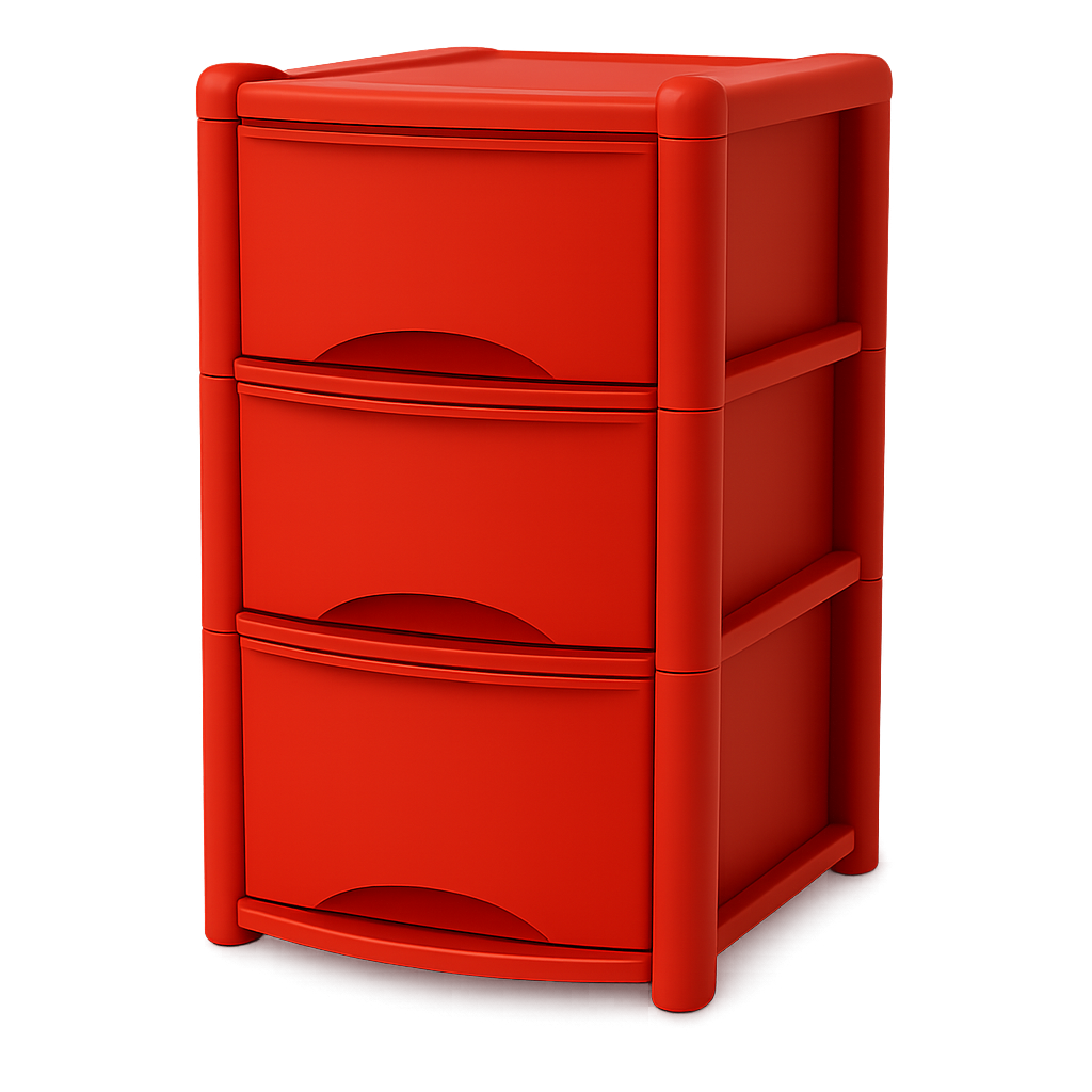 Plastic Drawers Storage Unit Tower Red