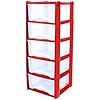 Plastic Drawers Storage Unit Tower Red