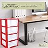 Plastic Drawers Storage Unit Tower Red